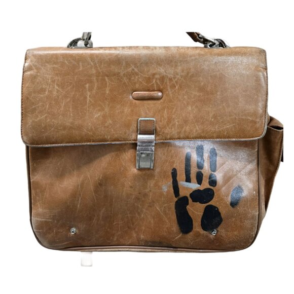 VINTAGE ITALIAN LEATHER MESSENGER LAPTOP BAG ATTACHE. 30 YRS OLD PERFECTLY WORN - Picture 2 of 11